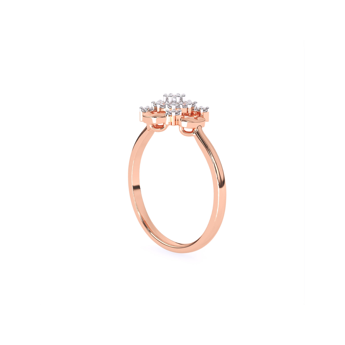Round Fancy Geometric Pattern 14K Gold Diamond Ring